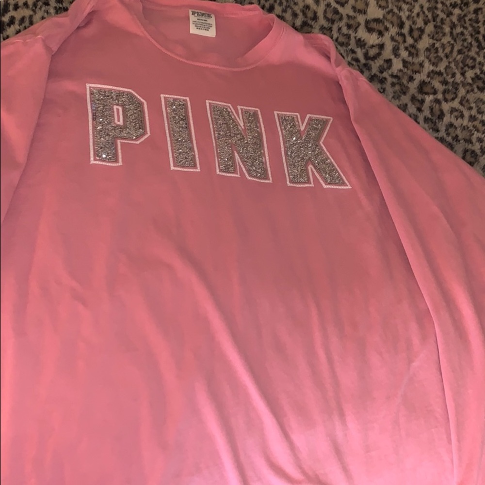Pink long sleeve bling tee